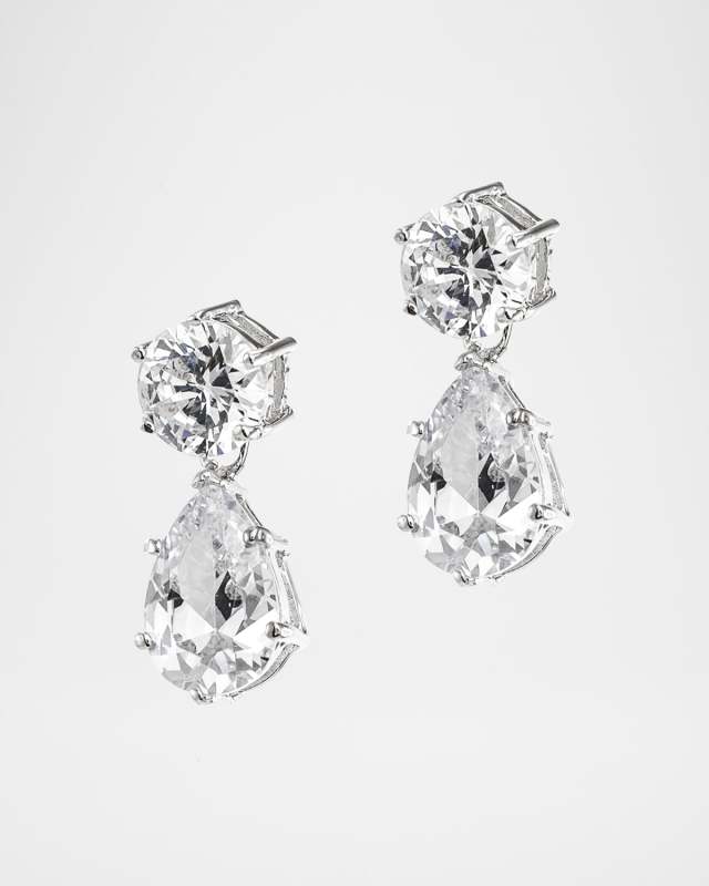Classic Cubic Zirconia Round-Post Pear-Drop Earrings